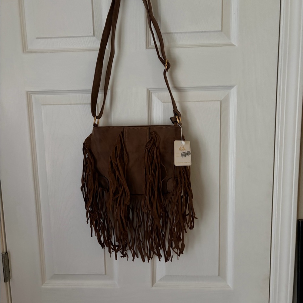 Elegant Brown Fringe Crossbody Bag